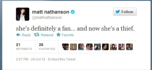 Matt Nathanson Tweet